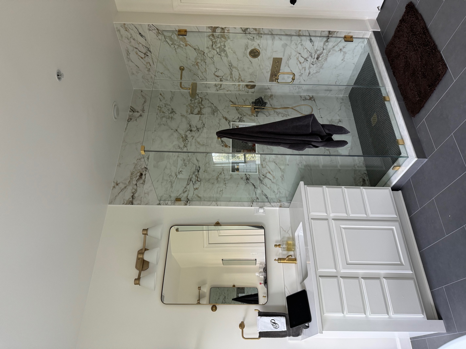 Modern bathroom with marble shower